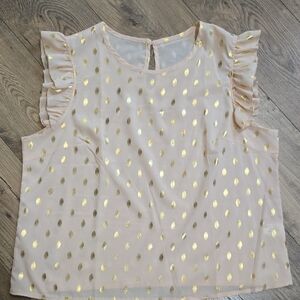 Gold Polka Dot Ruffle Sleeve Top